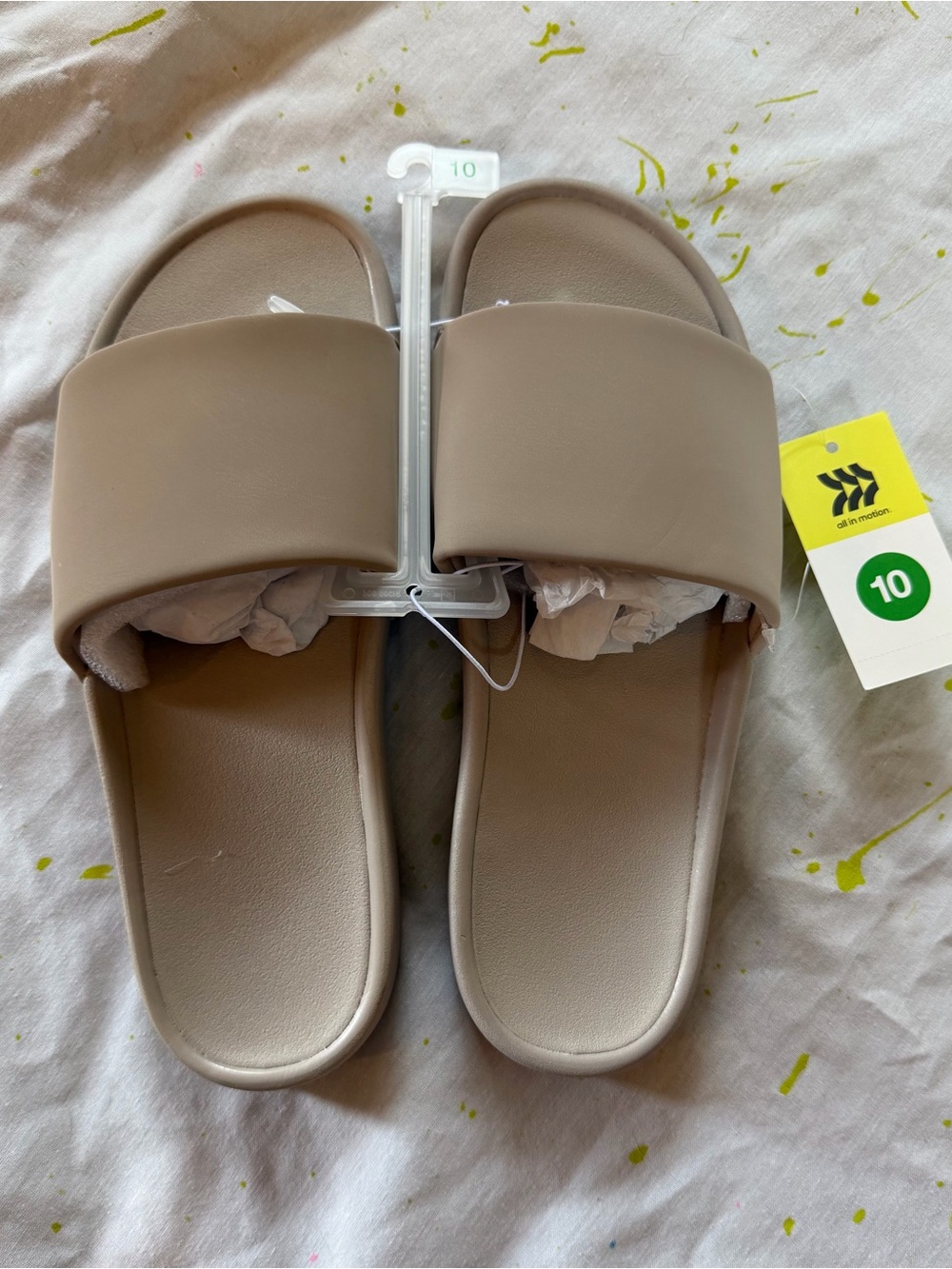 All In Motion Women's Makenna Slip-on Slides   Taupe 10
